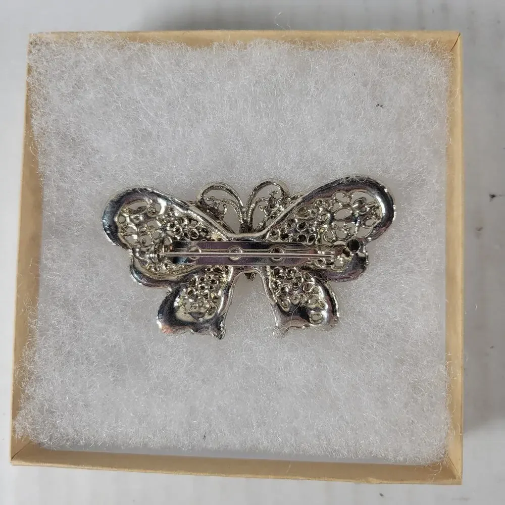 Set of 3 Gold & Silver Tone Butterfly Classic Retro Feminine  Brooches